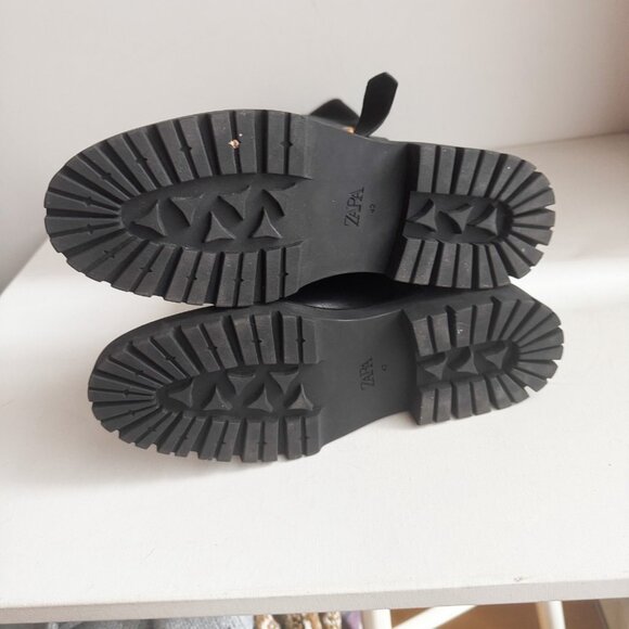 Zara Black Leather Pull on Classic Boots 42 - Picture 6 of 8